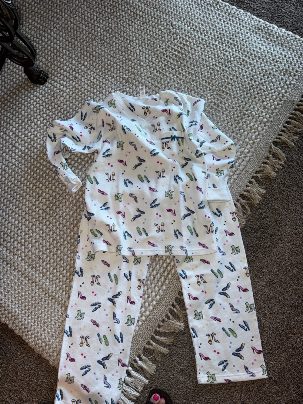 Midnight by Carole Hochman White Shoe Print Women’s Pajama Set